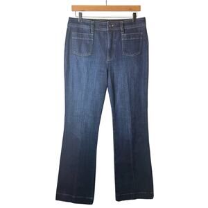 Talbots Jeans Women’s Size 8 Patch Pockets Dark Wash Flared Tall Casual Classic